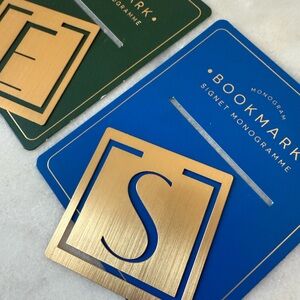 Monogram metal bookmarks — E + S